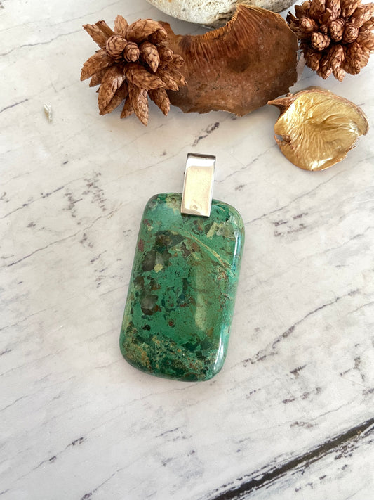 Malachite & Quartz Silver Pendant