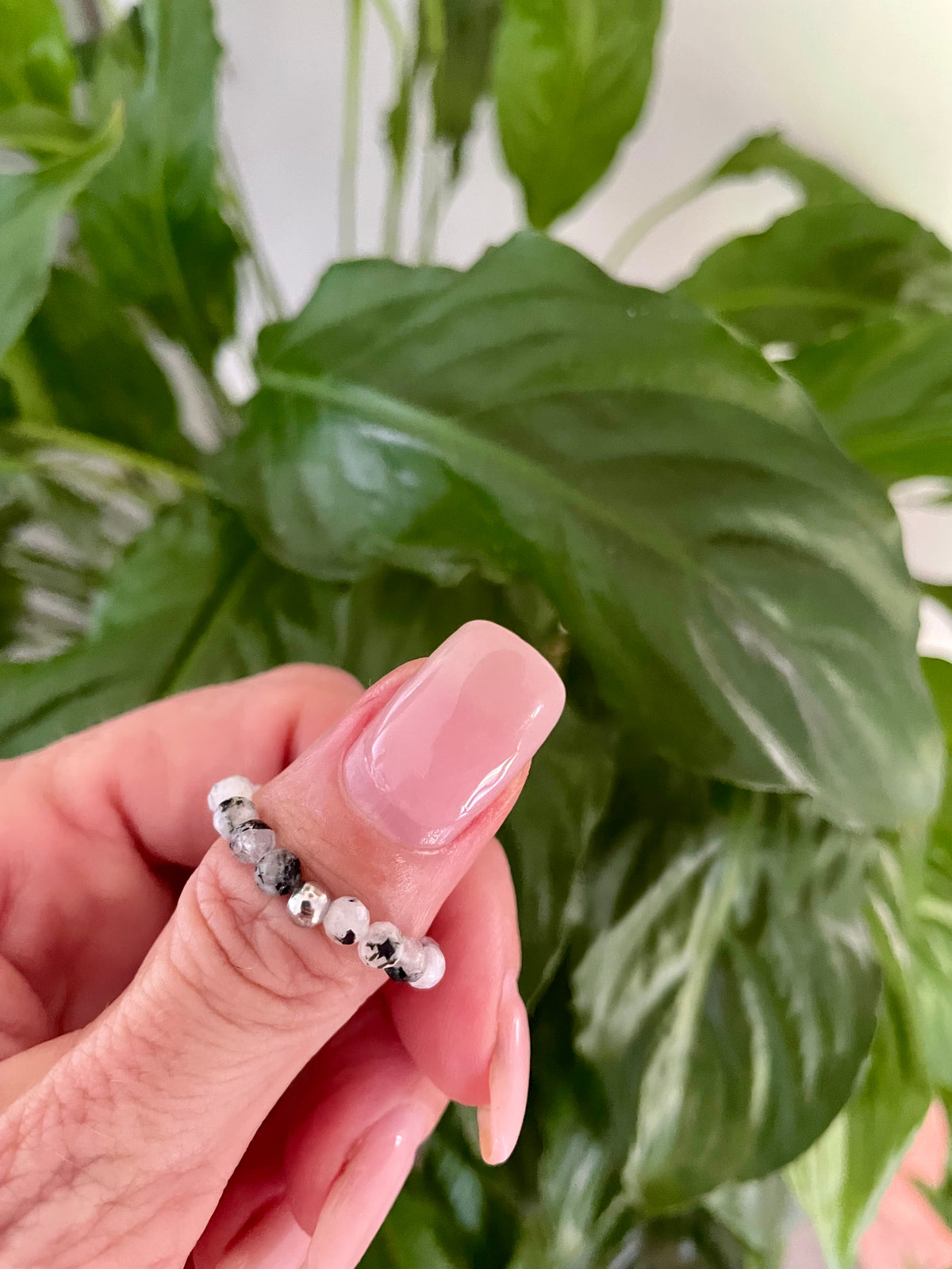 Faceted Rainbow Moonstone ring size 6-9