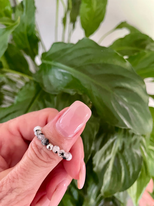 Faceted Rainbow Moonstone ring size 6-9