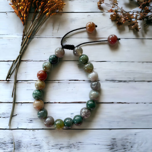 Adjustable Macrame Bracelet ~ Indian Agate