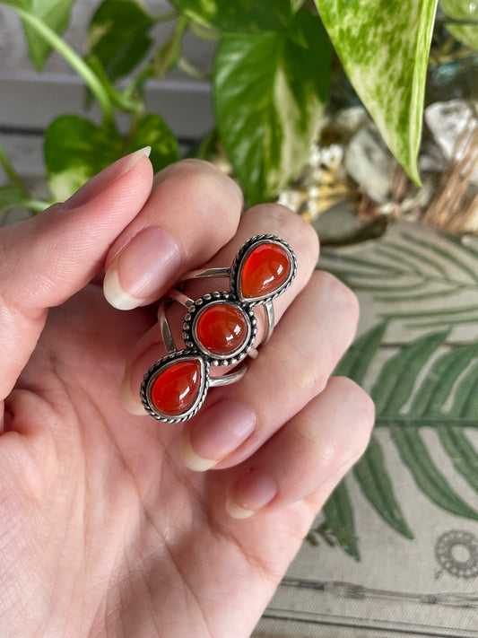 Carnelian Silver Fixed Ring