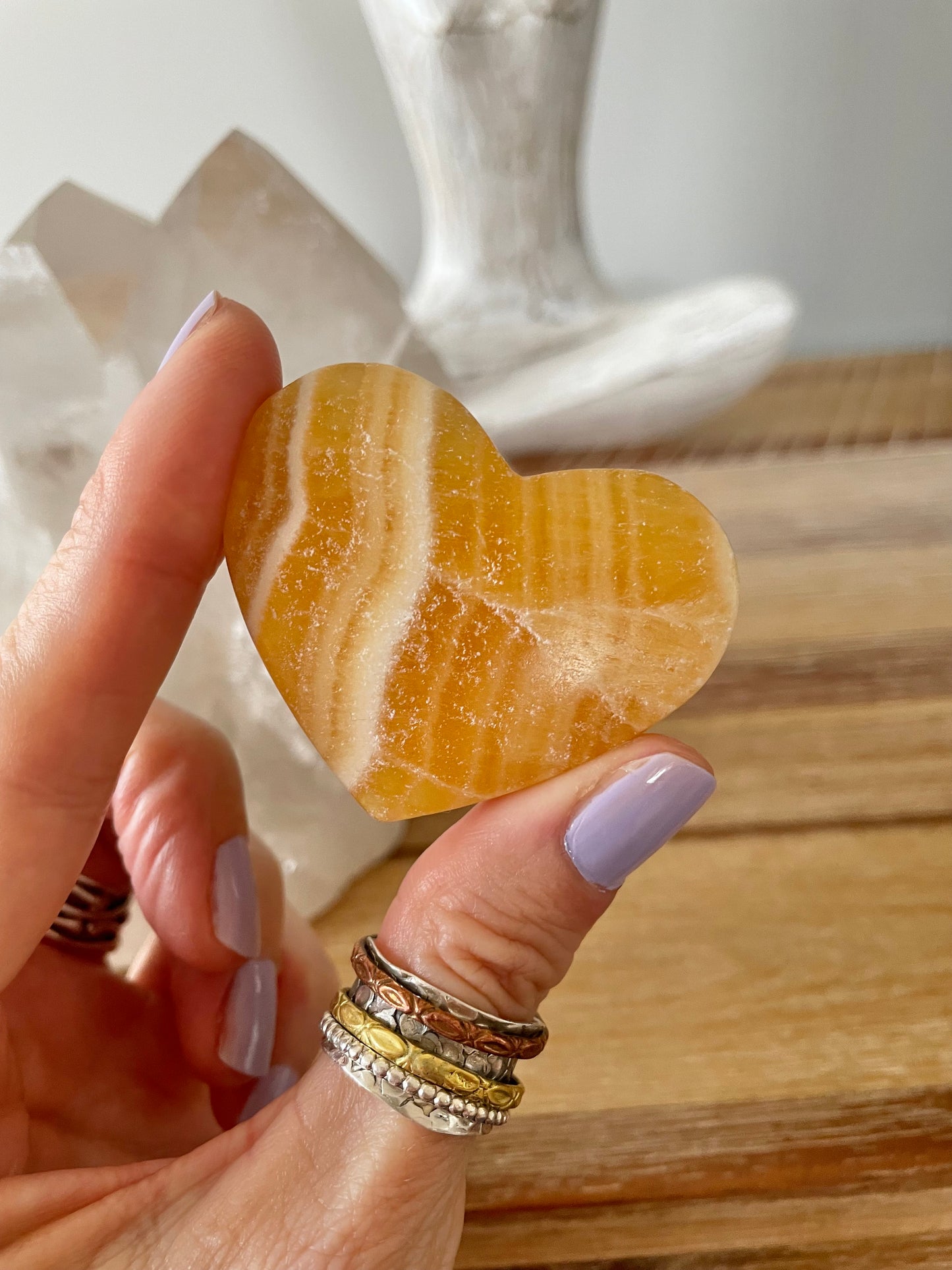 Orange Calcite Heart