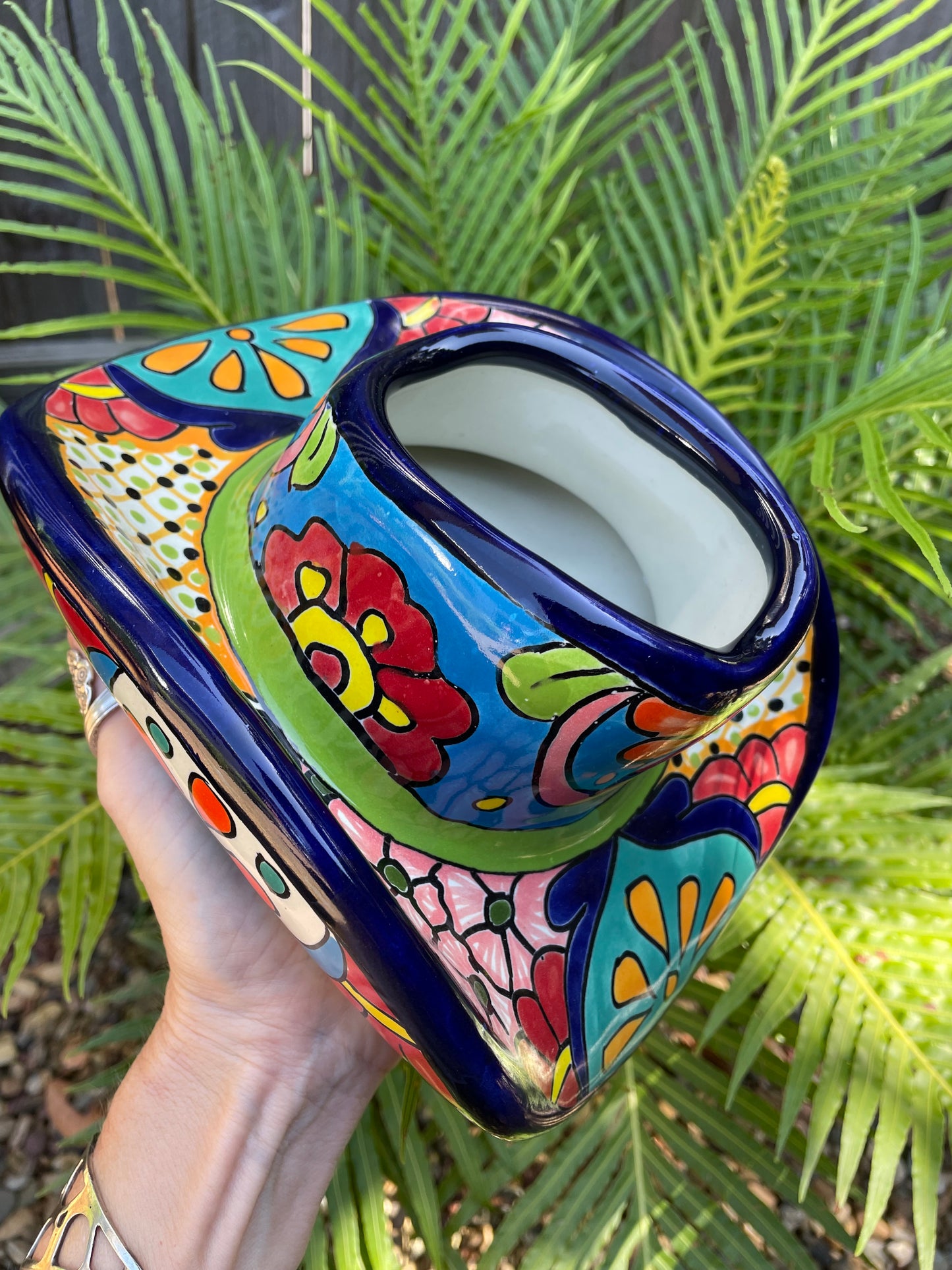 Mexican Talavera Cowboy Hat Planter