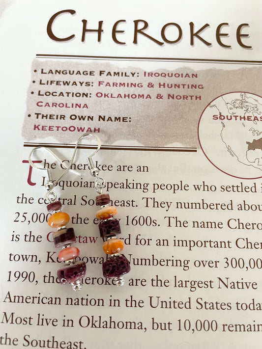 Cherokee Plum/Sunset Spiny Oyster Dangles
