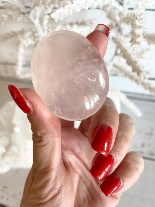 Rose Quartz Pillow Palm Stone