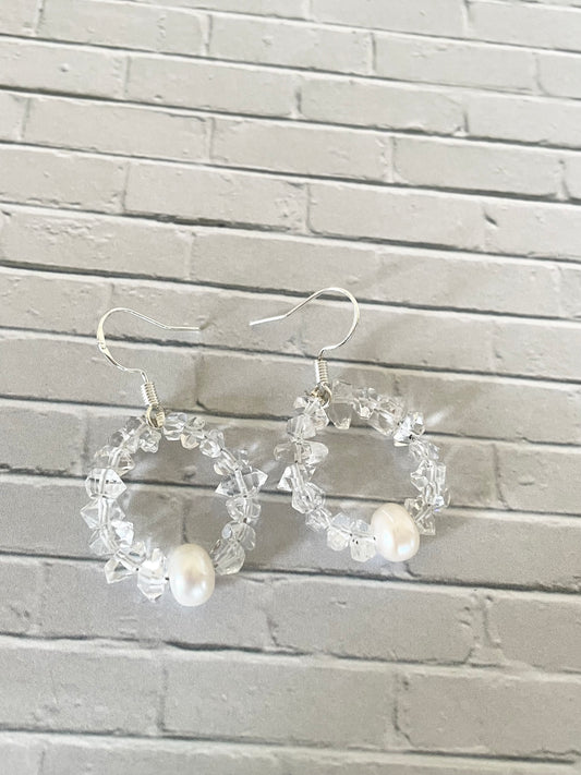 Herkimer \Pearl Earrings