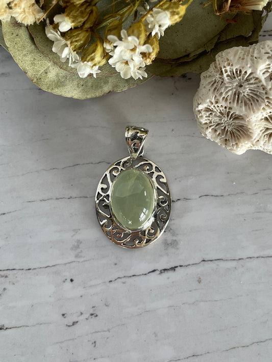 Prehnite Silver Pendant