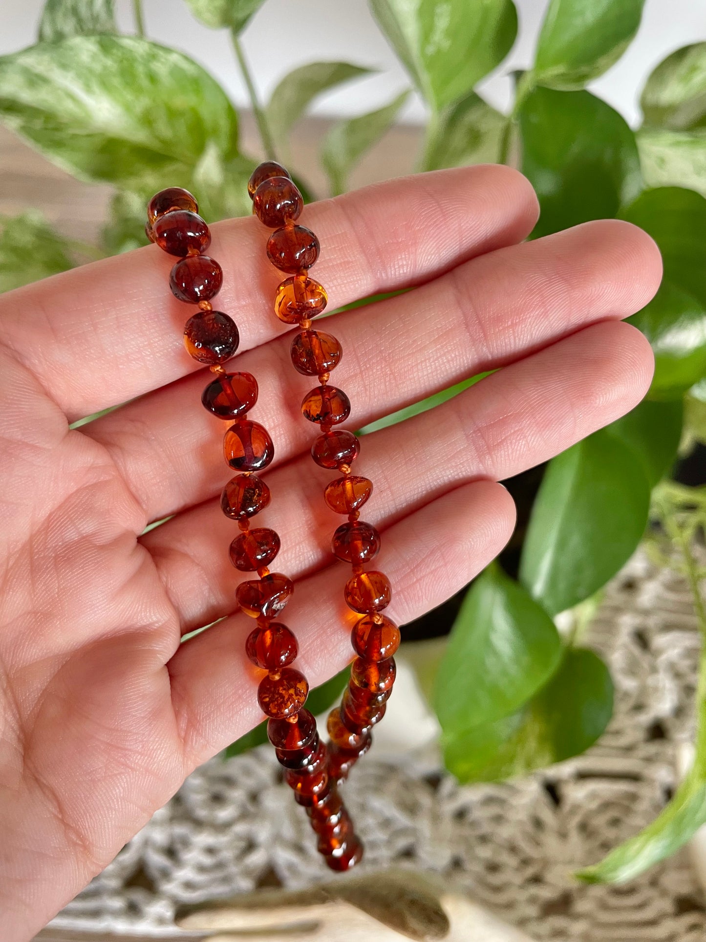 Amber Beaded Necklace ~ Honey-tone Colour