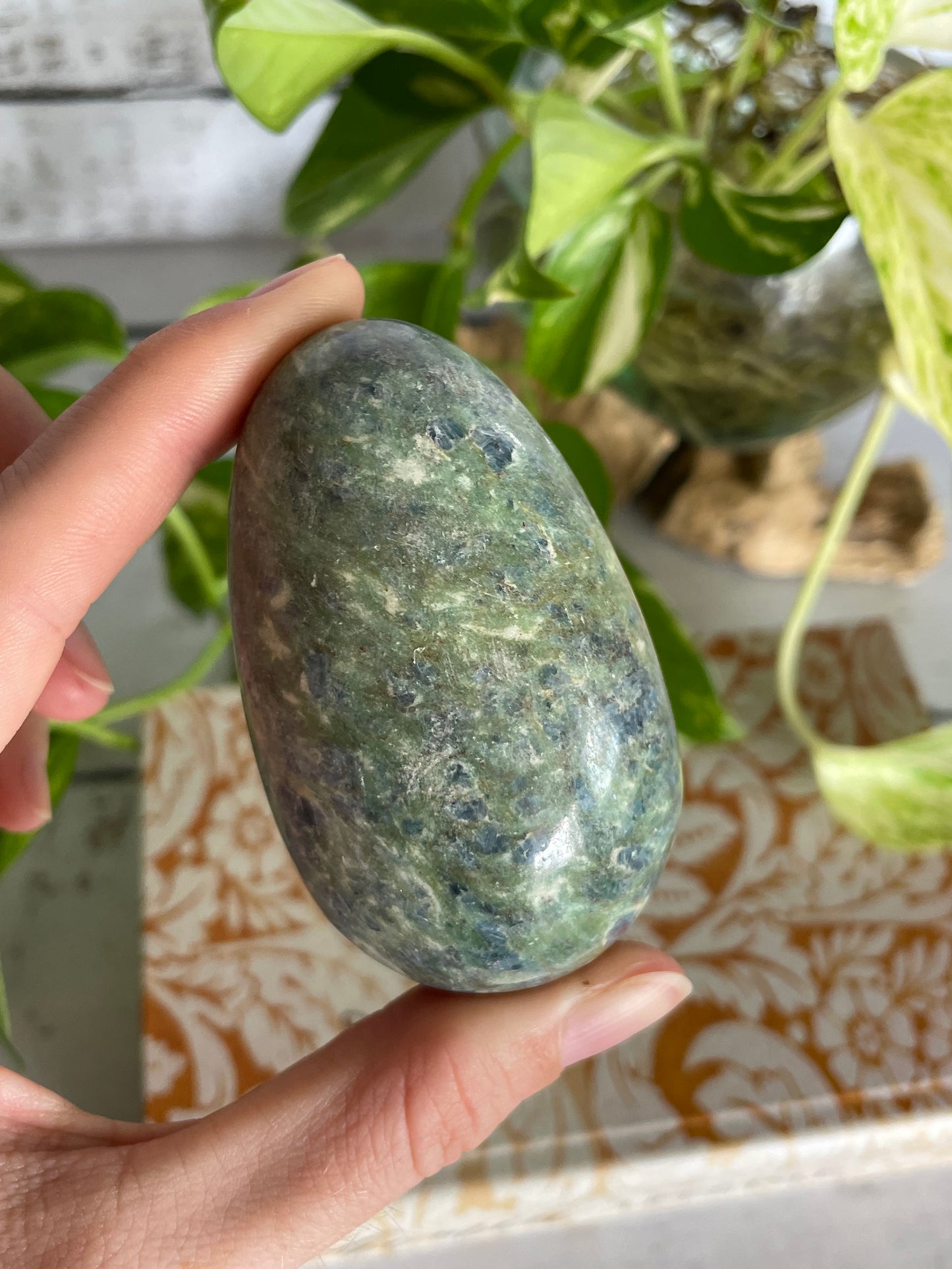 Ruby Fuchsite Egg Includes Hematite Ring