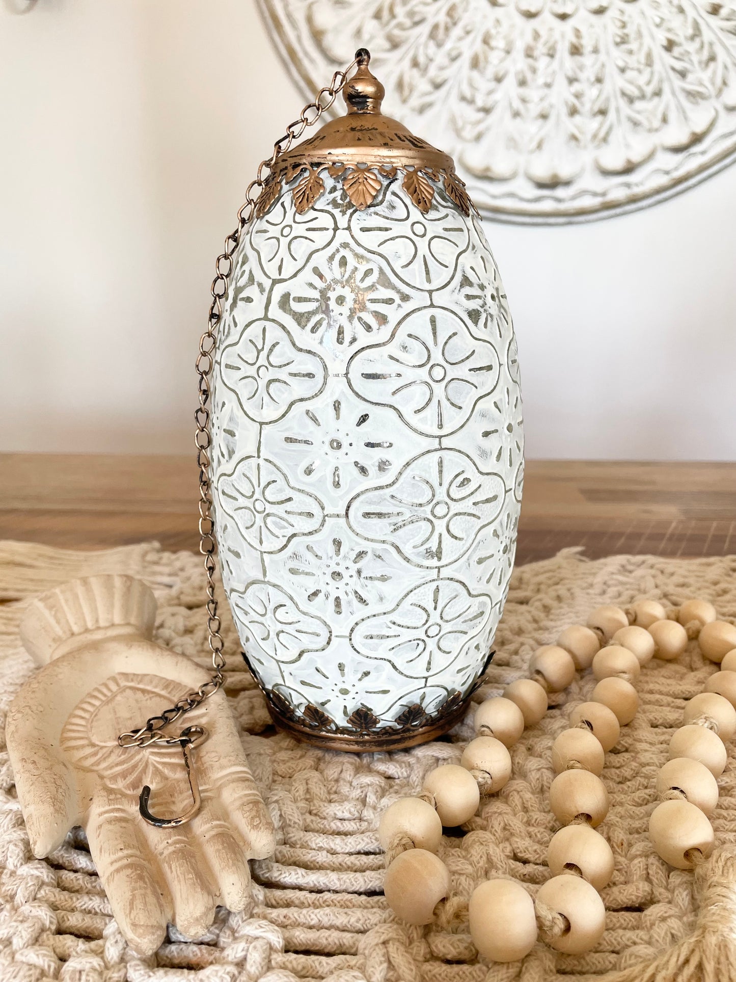 Vintage LED Lantern Tall White