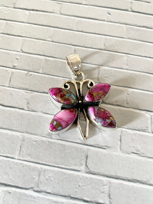 Copper Turquoise Butterfly Pendant