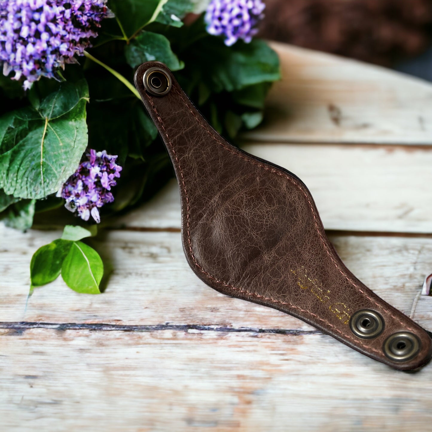 Leather Cuff Desert Bloom ~ Chevron Amethyst