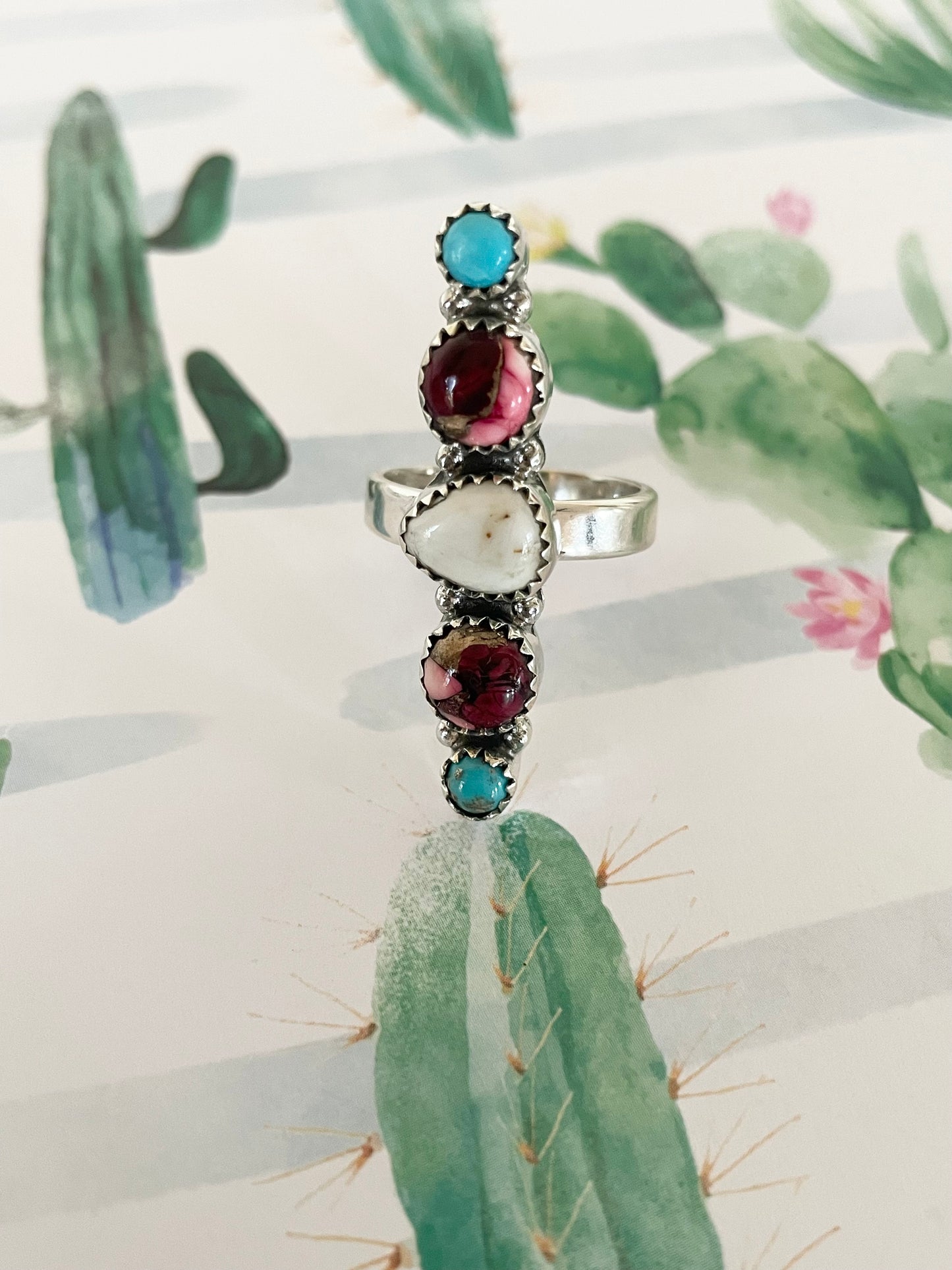 Dahlia Rose Kingman Turquoise Ring - adjustable 7-10