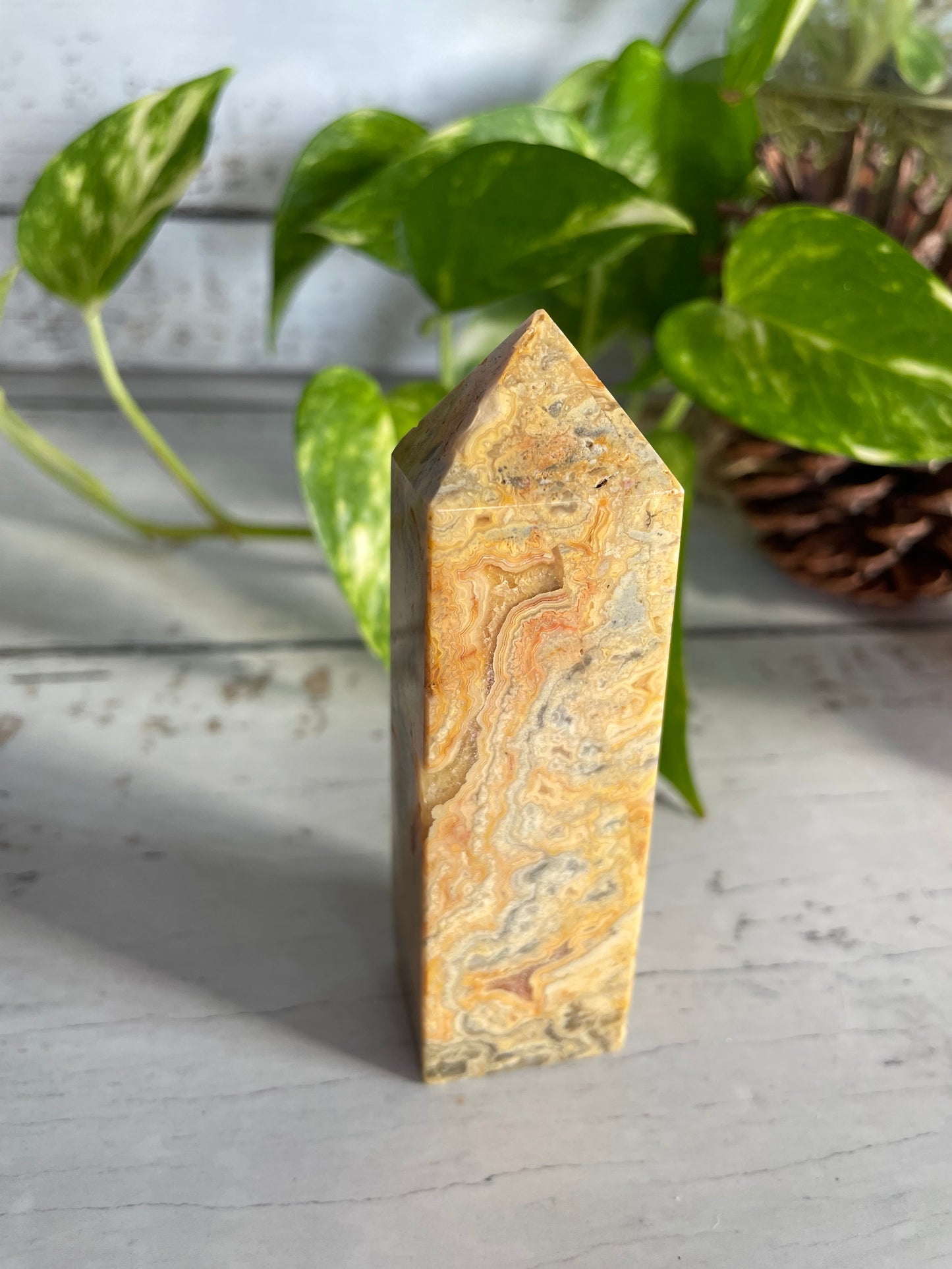 Golden Crazy Lace Agate Obelisk