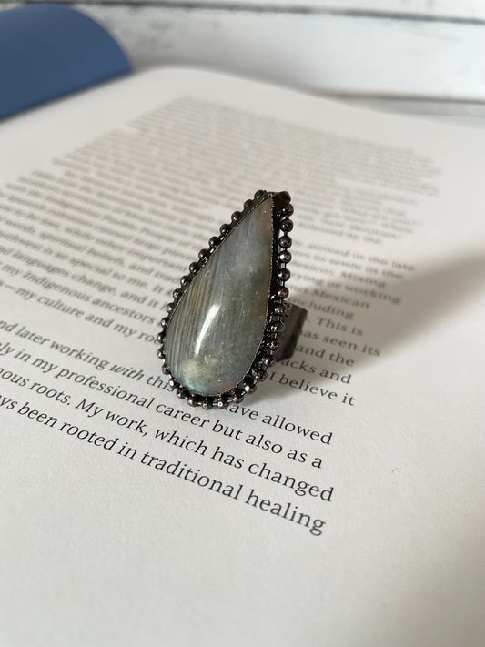 Copper Electroplated Ring ~ Labradorite 7-8.5 adjustable