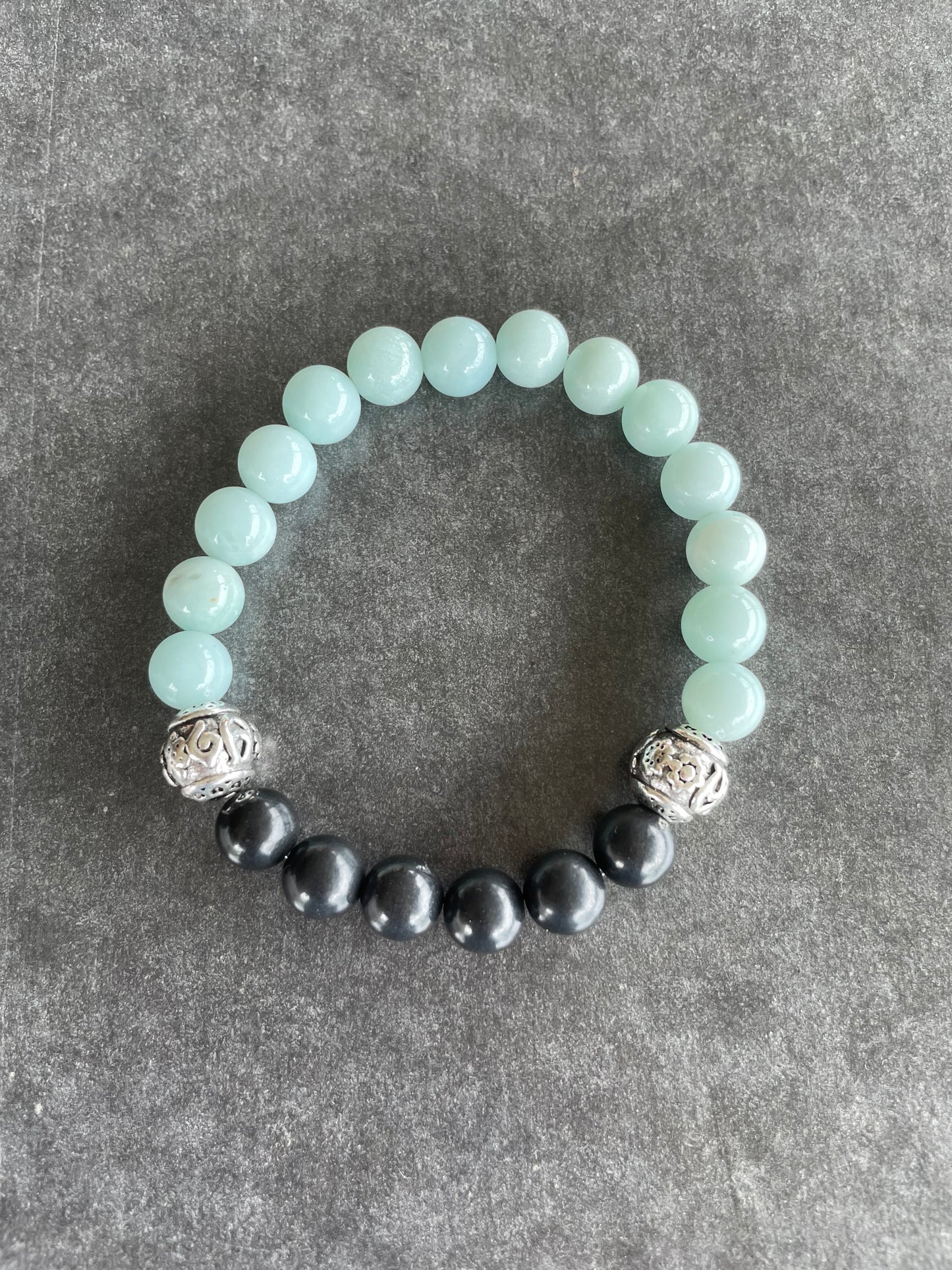 Shungite & Amazonite Healing Bracelet ~ LUCK