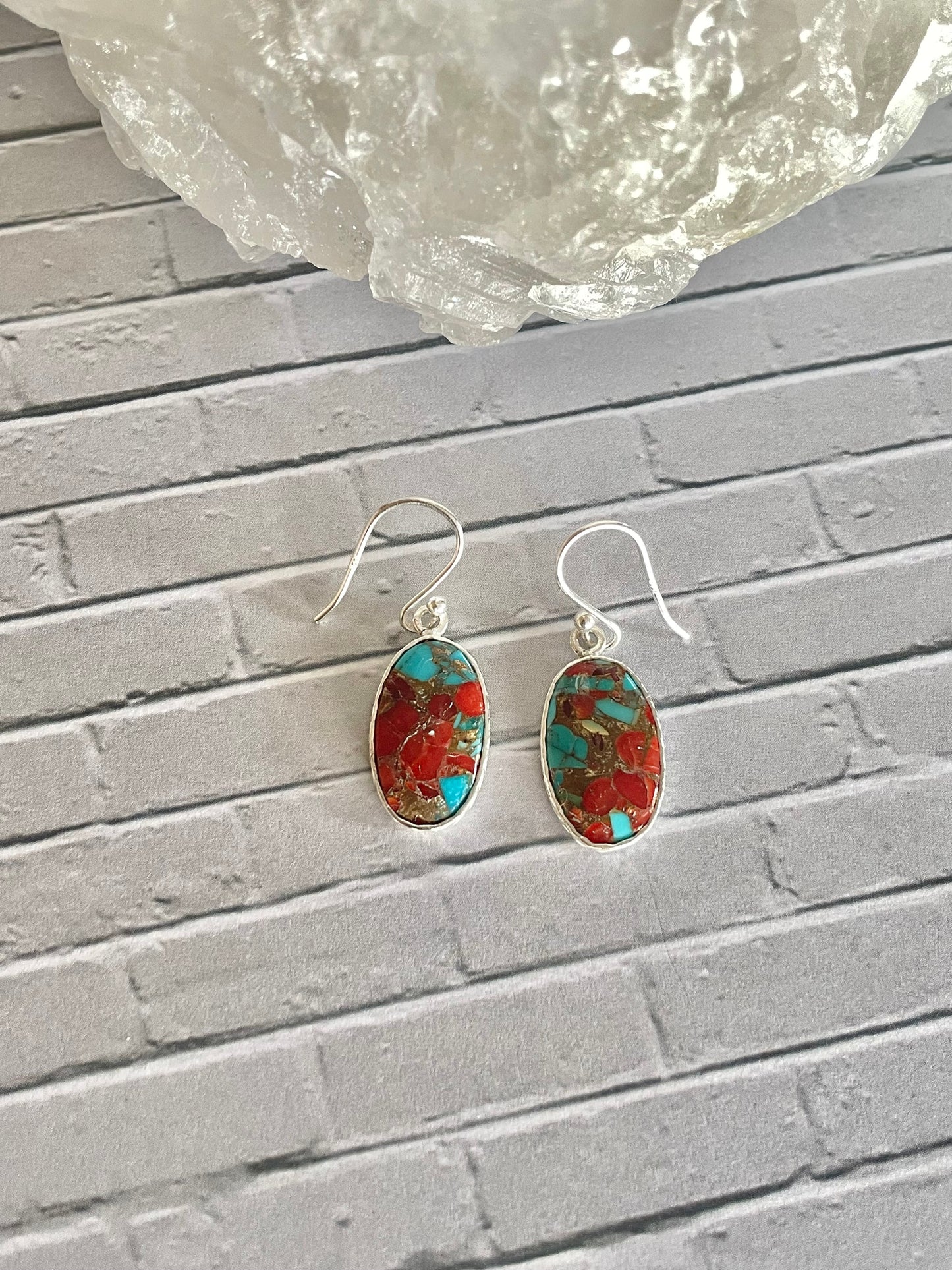 Coral Matrix & Kingman Turquoise ~ Dangles