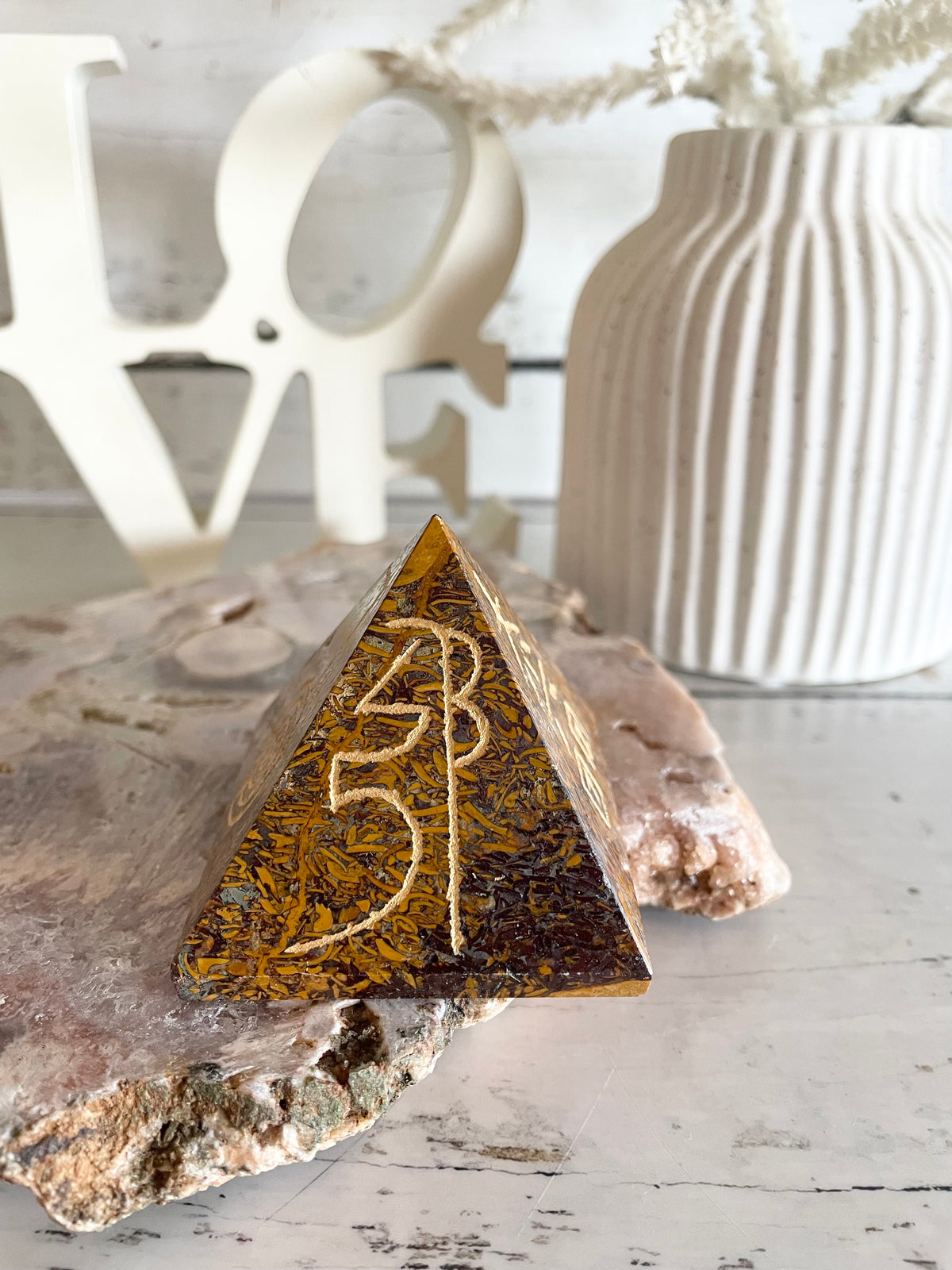 Calligraphy Jasper Reiki Pyramid