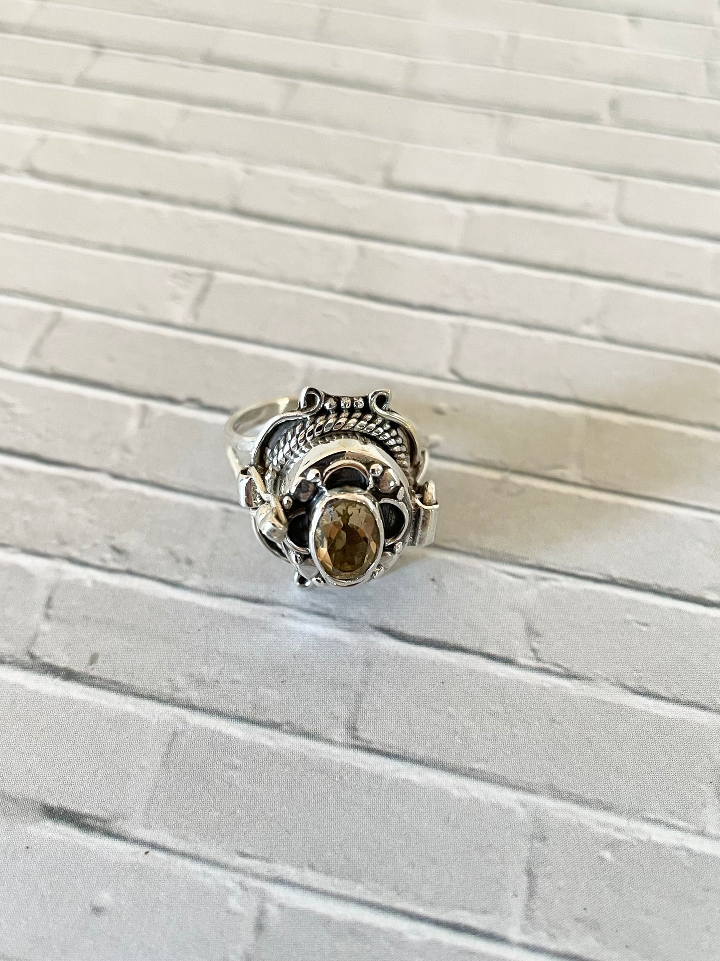 Citrine Poison Locket ring ~ size 6
