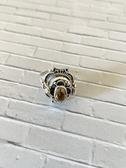 Citrine Poison Locket ring ~ size 6