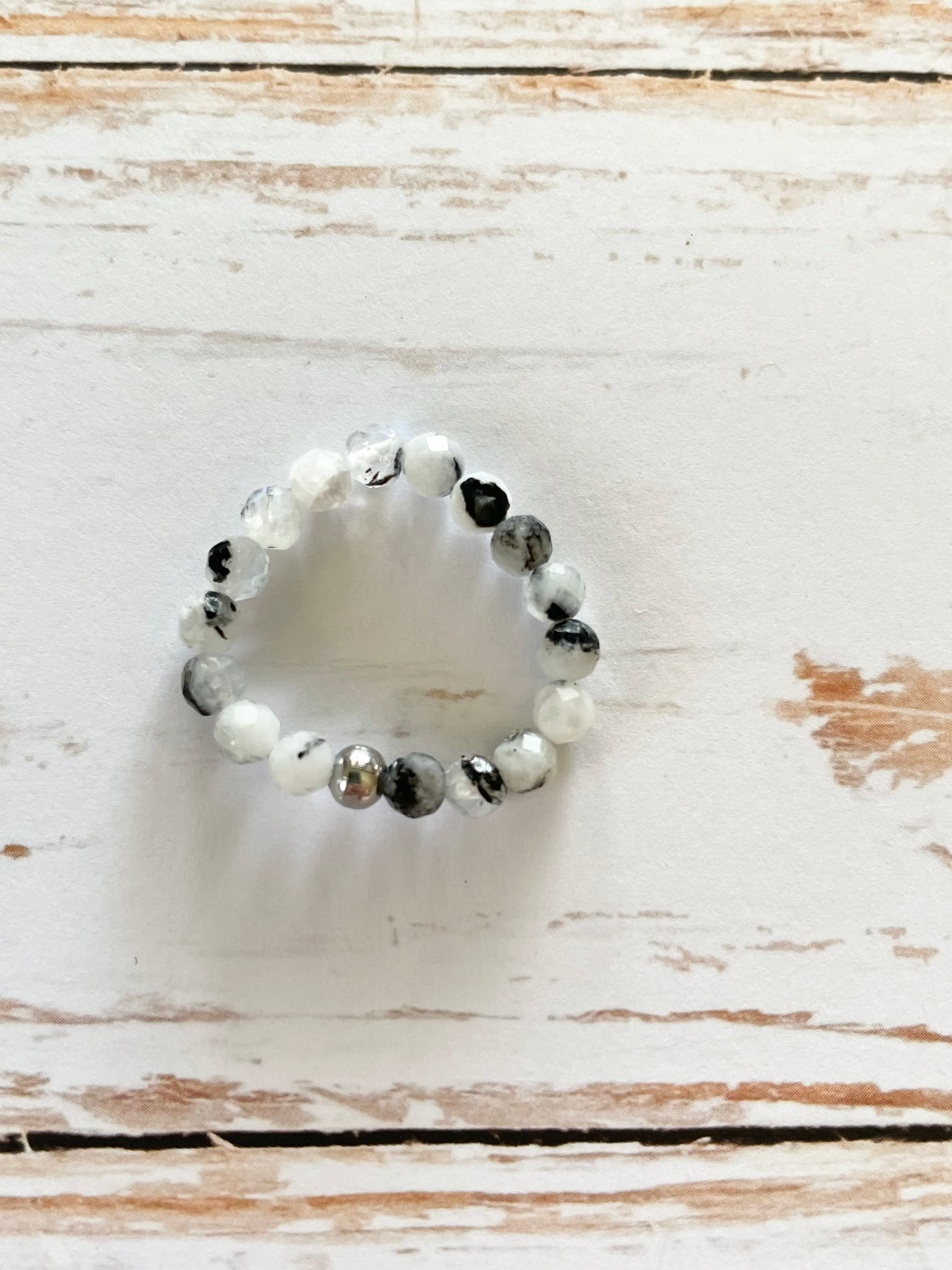 Faceted Rainbow Moonstone ring size 6-9