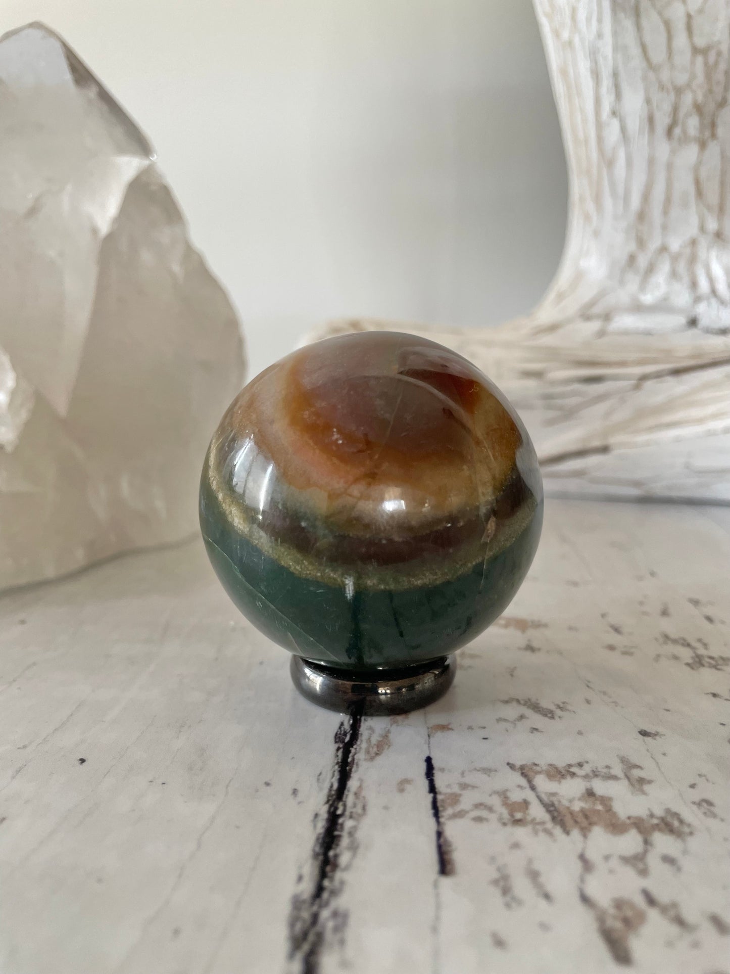 Bloodstone Sphere Includes Wooden Holder