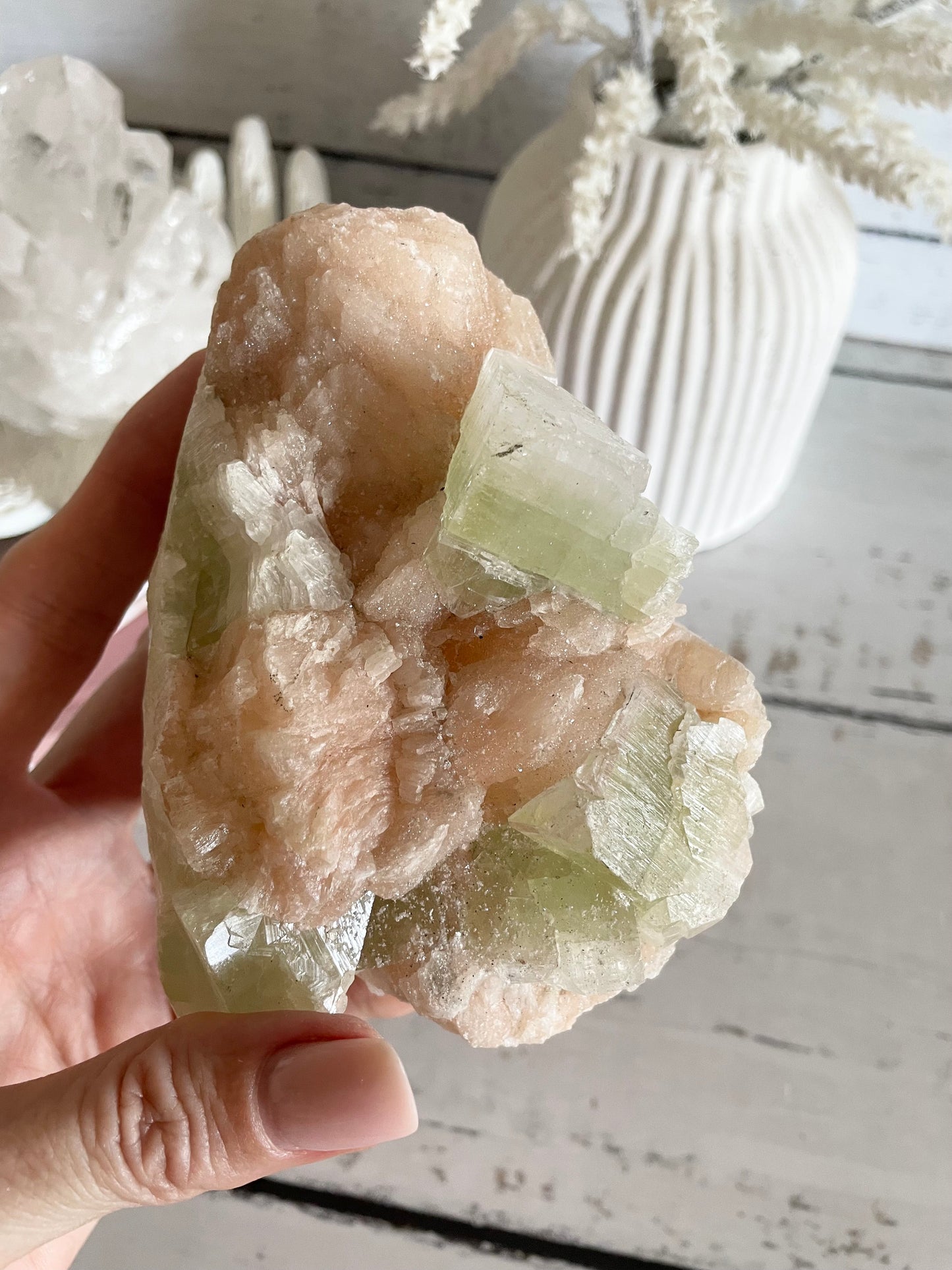 Green Apopyhllite Stilbite Cluster