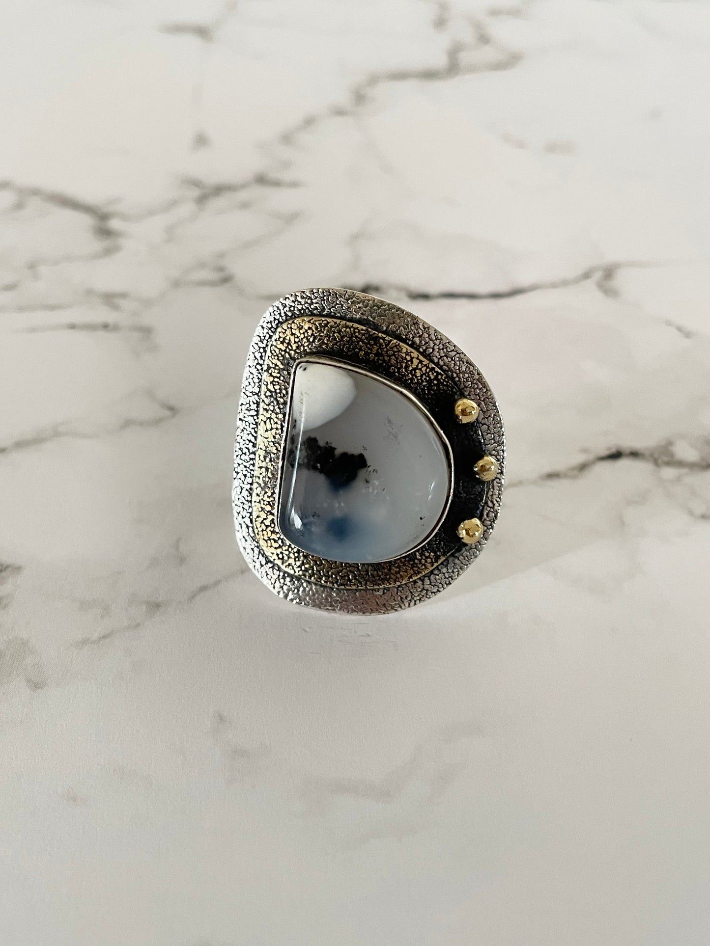 Dendritic Opal adjustable ring ~ Sizes 6.5-10