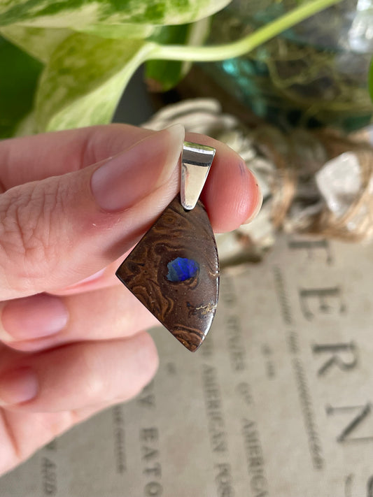 Australian Boulder Opal Silver Pendant