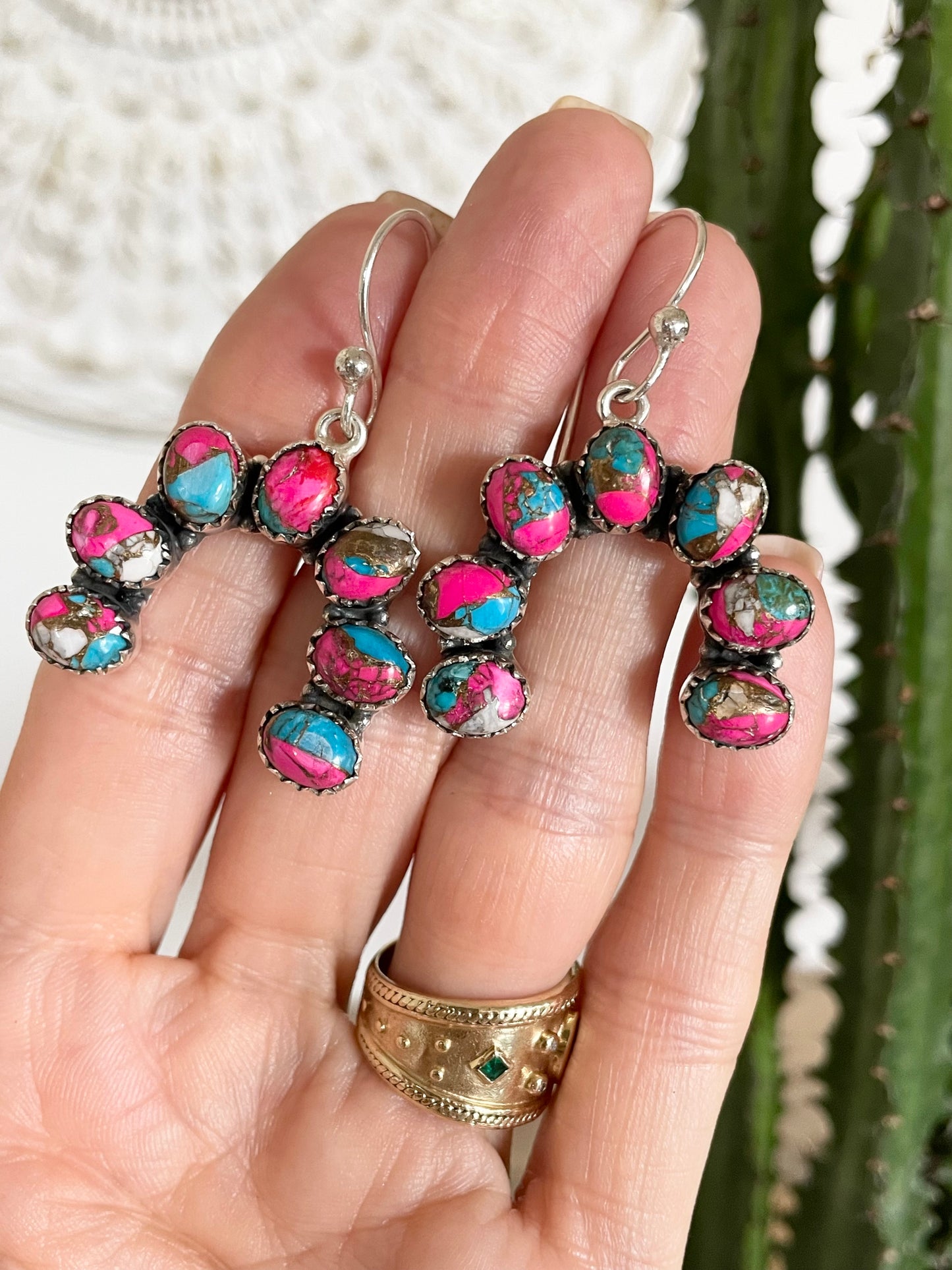 Cotton Candy Kingman Turquoise Dangles