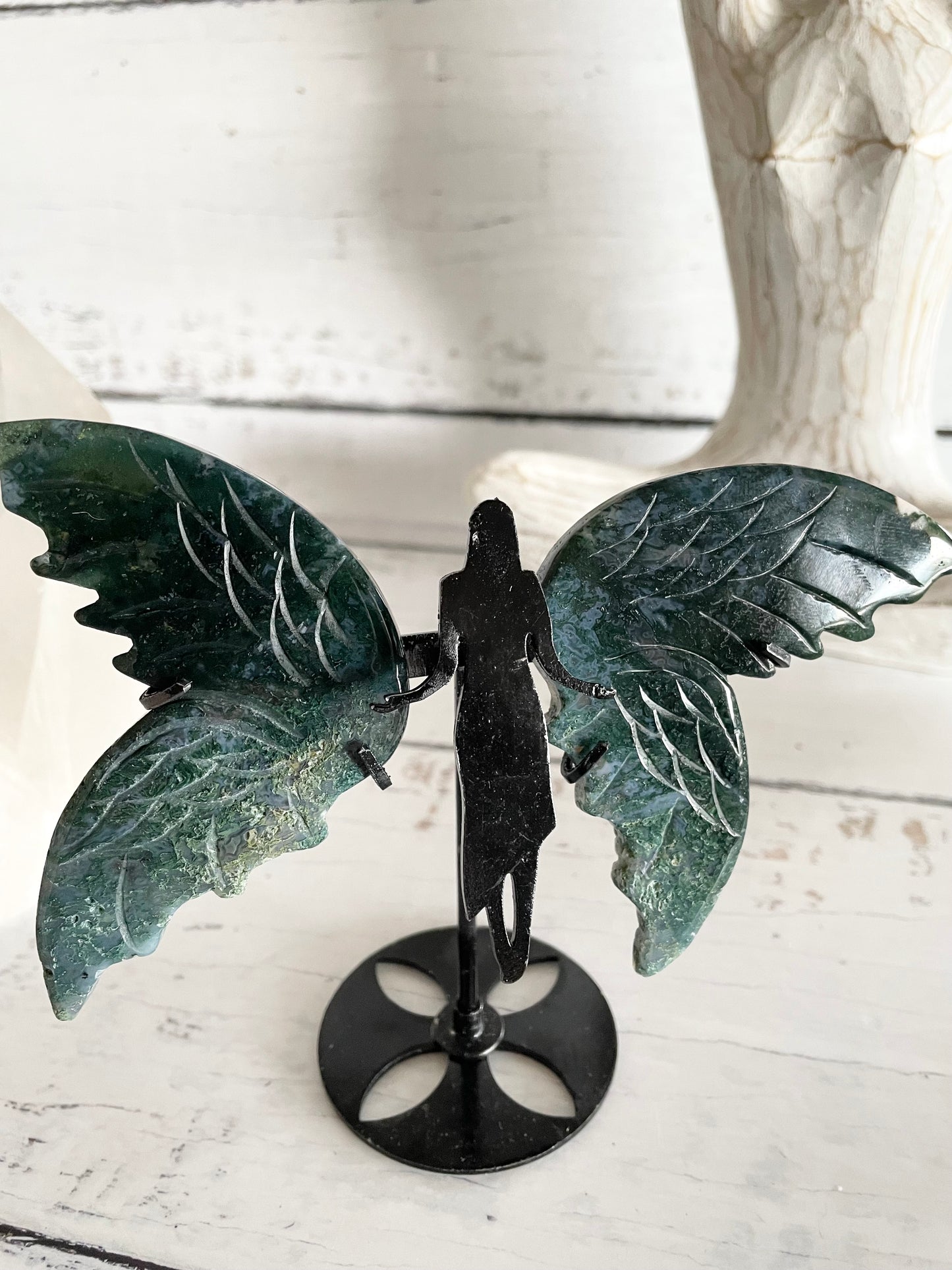 Ethereal Angel Wings ~ Moss Agate