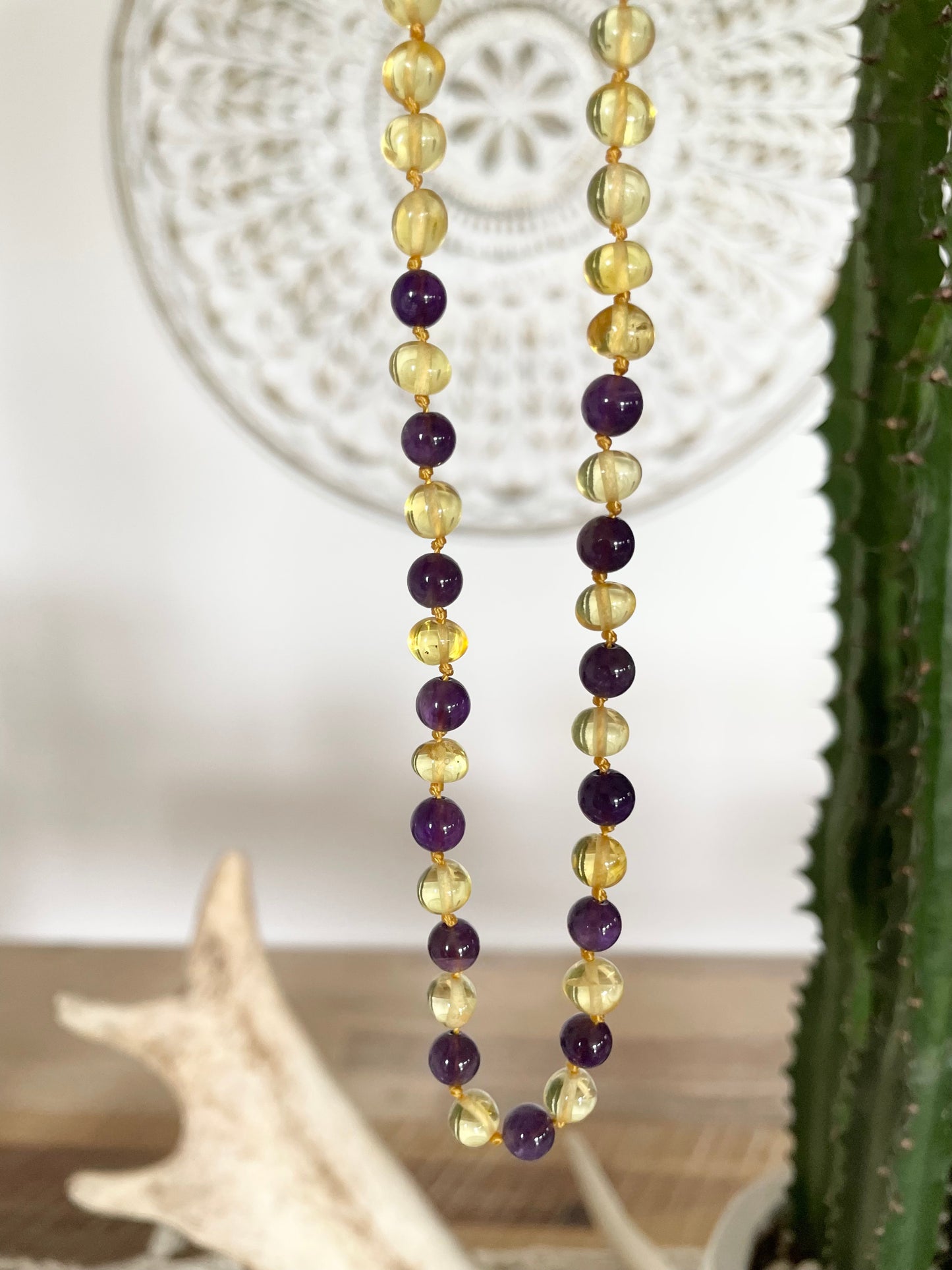 Lithuanian Amber & Amethyst Necklace