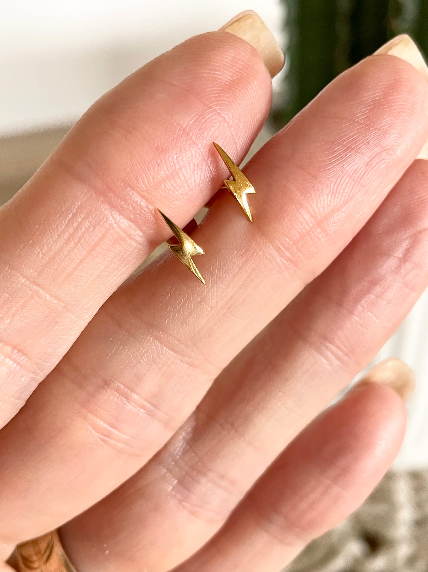 18K Gold Electroplated Lightening Studs