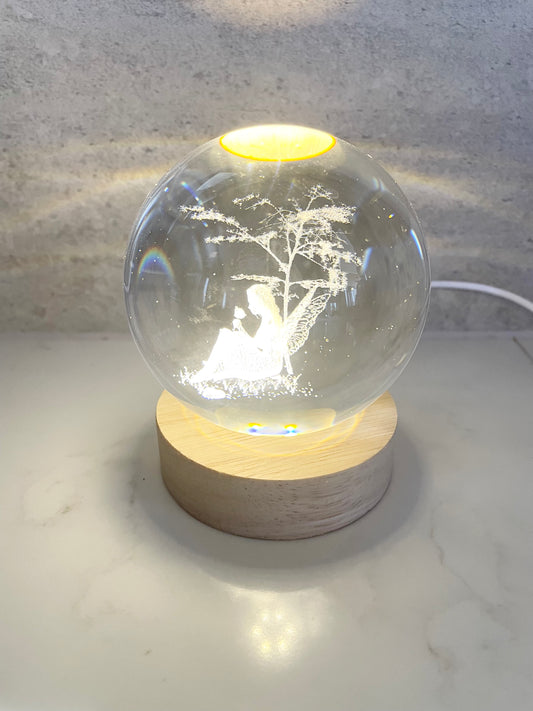 Glass Orb USB Lamp ~ Garden Fairy