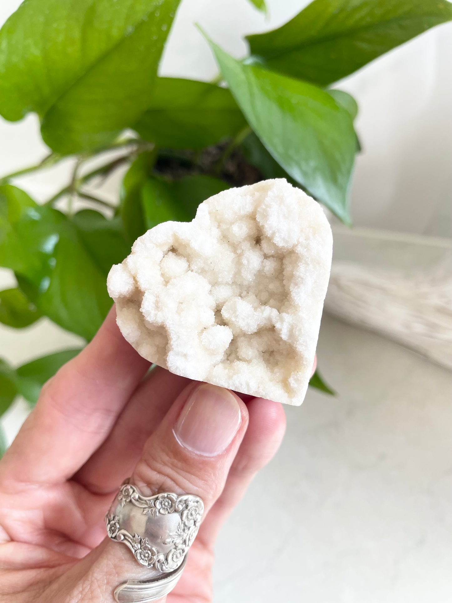 Druzy Snow Quartz Heart