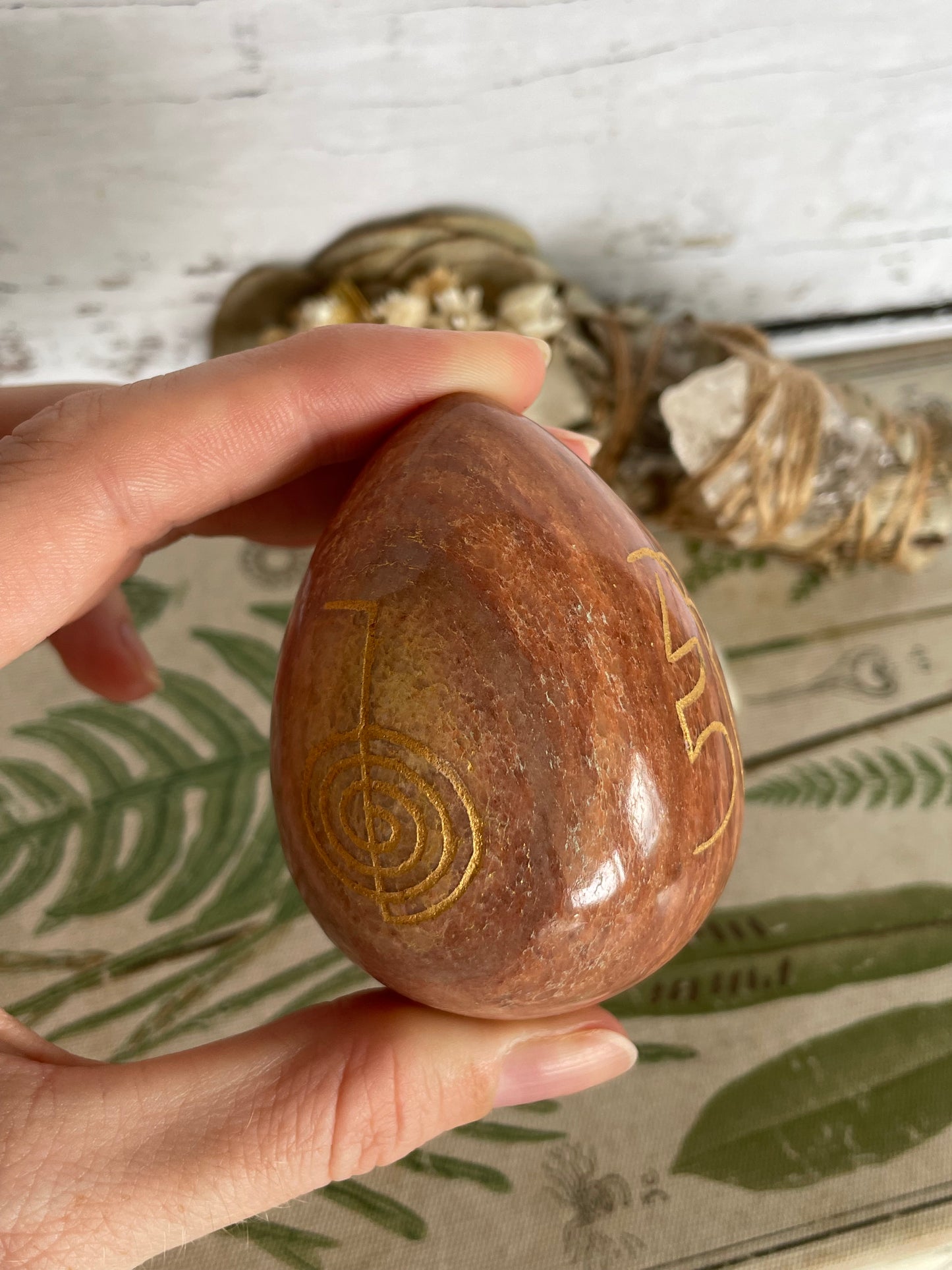 Jasper Reiki Egg includes hematite ring