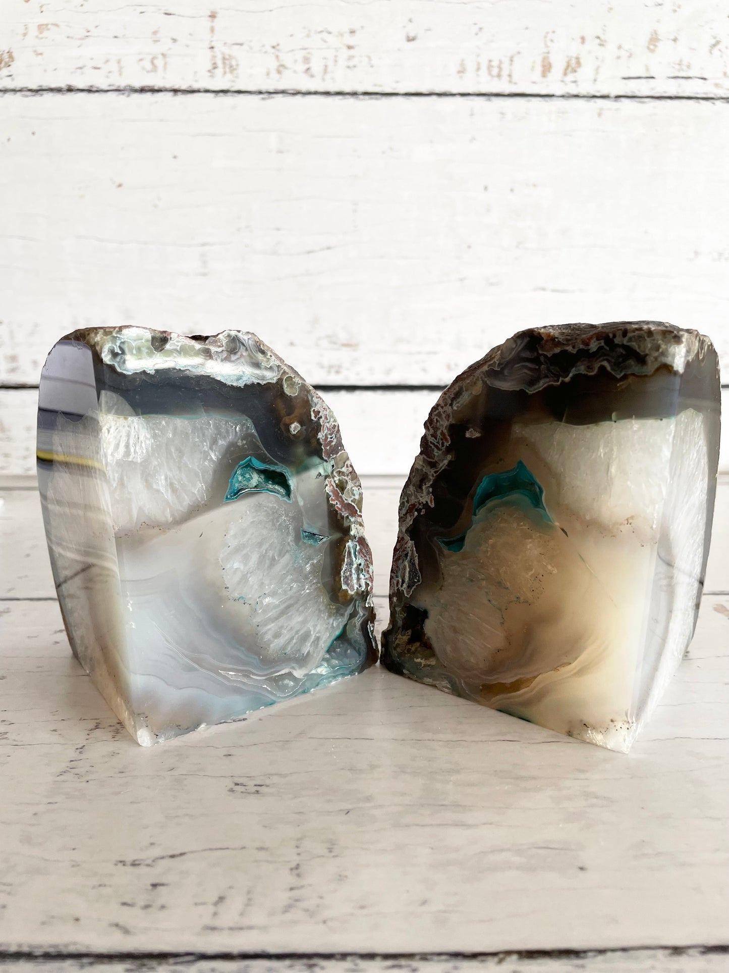 Agate Geode Book Ends ~ Grey
