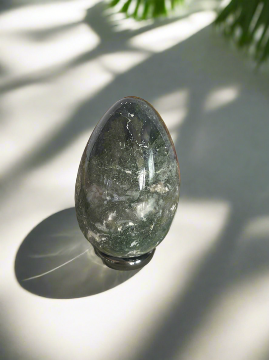 Moss Agate Egg with holder