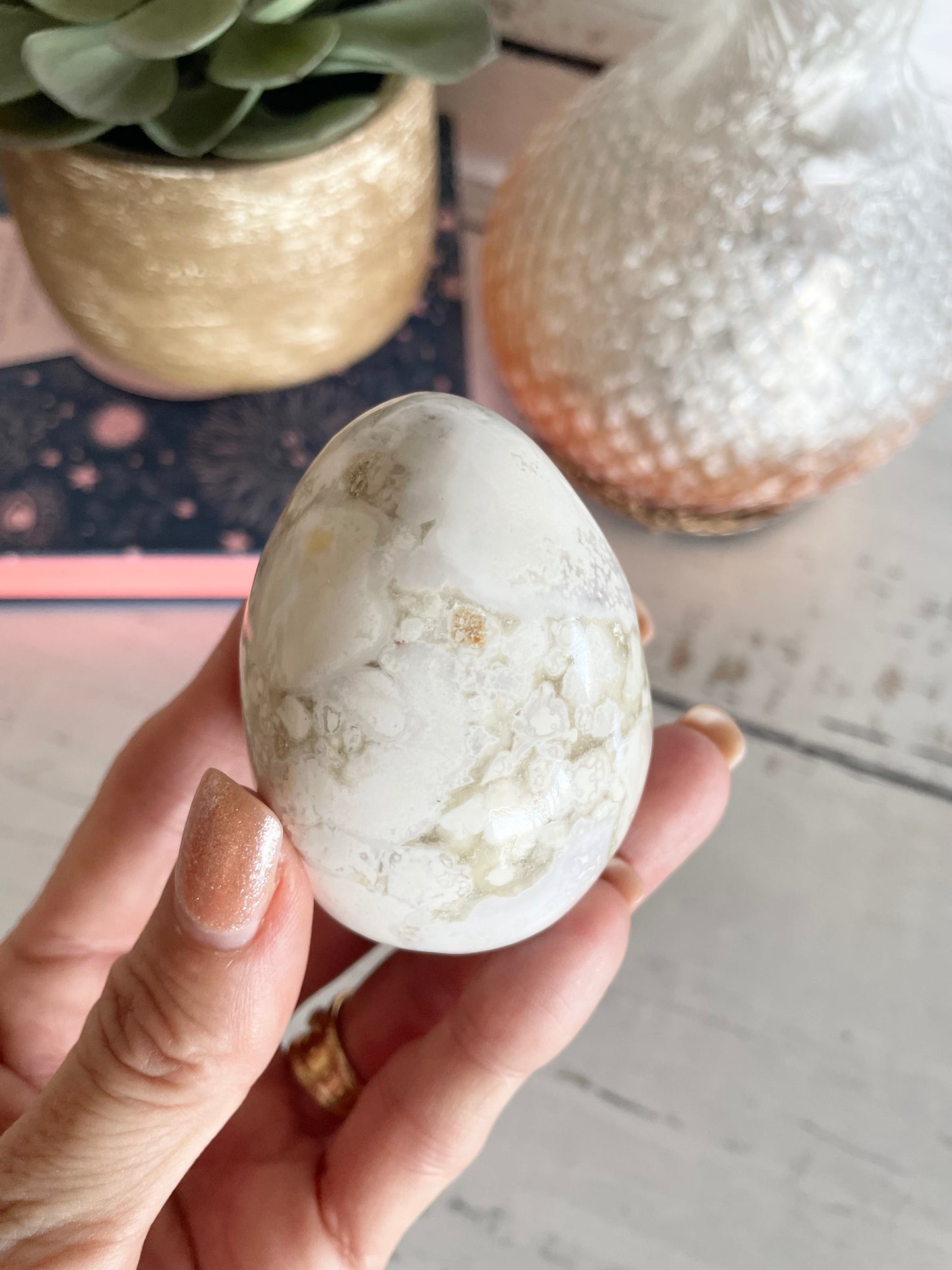 Spotted Agate Egg Includes holder