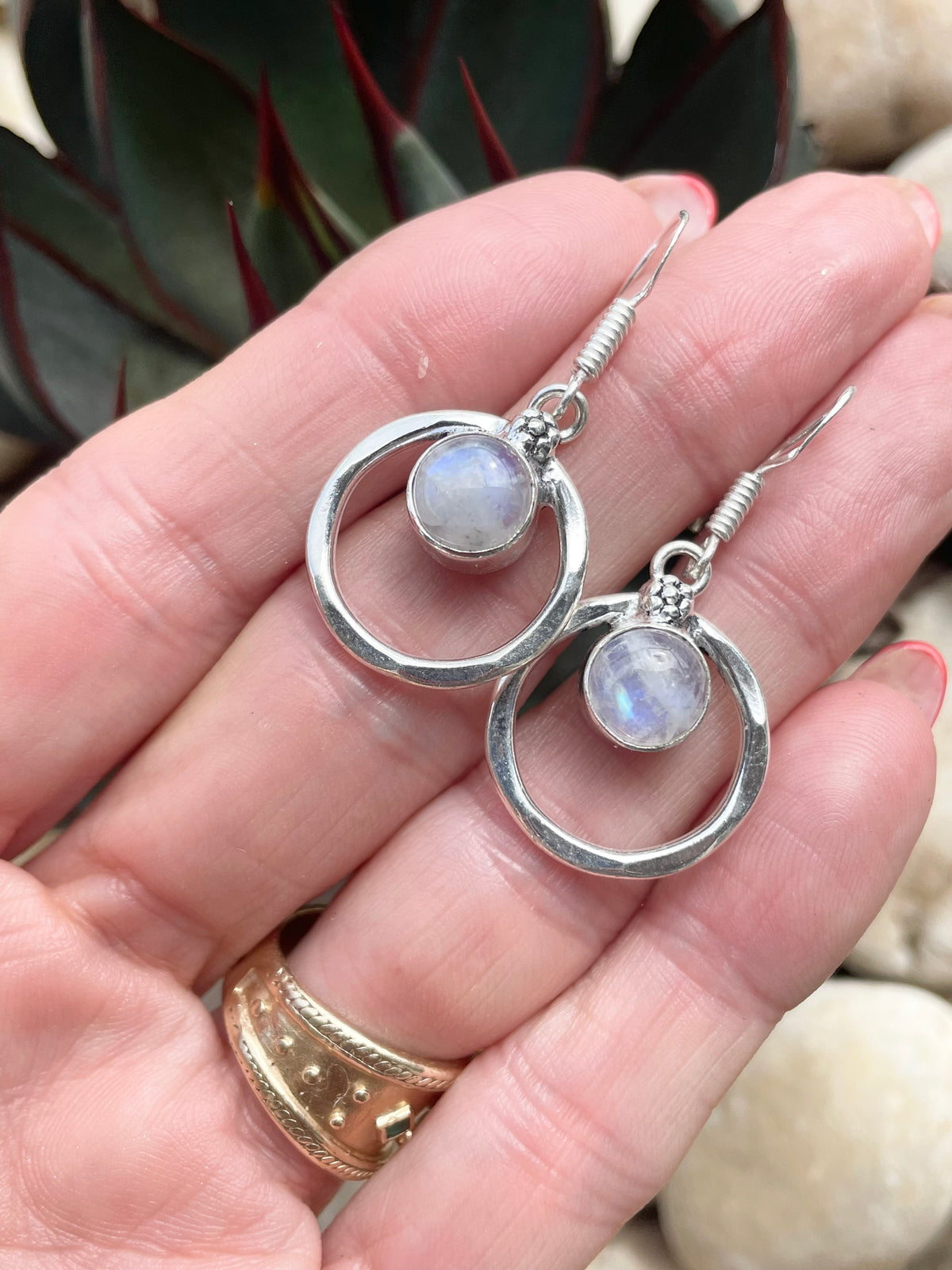 Rainbow Moonstone Dangles