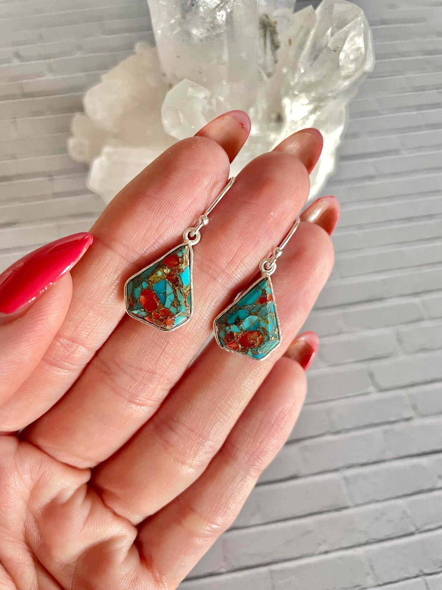 Coral Matrix & Kingman Turquoise Dangles