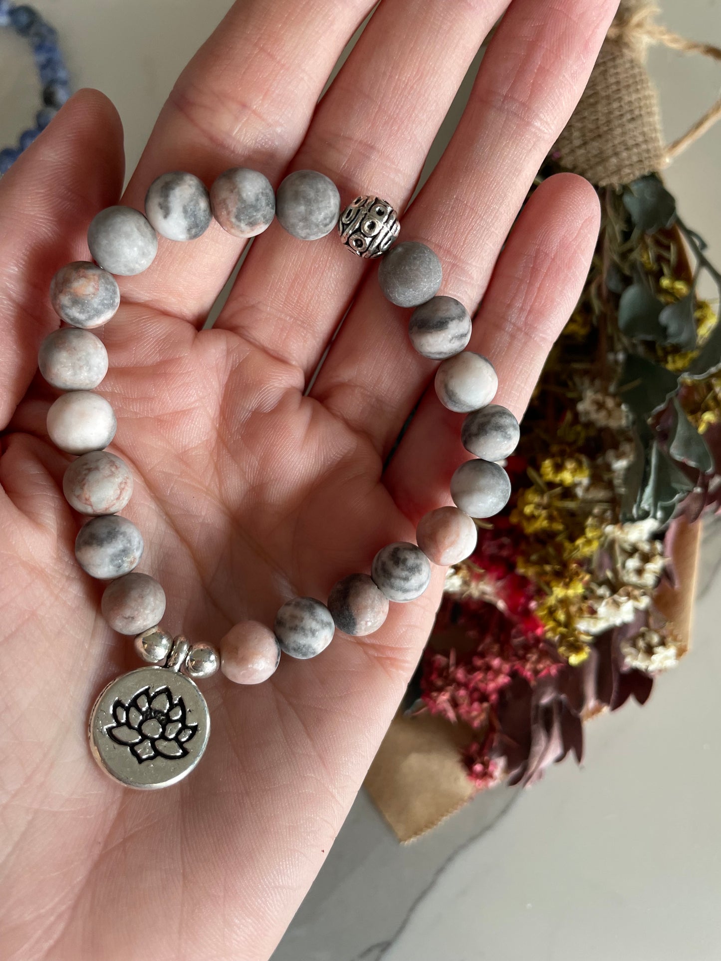 Frosted Pink Zebra Jasper Healing Bracelet ~ Transcend