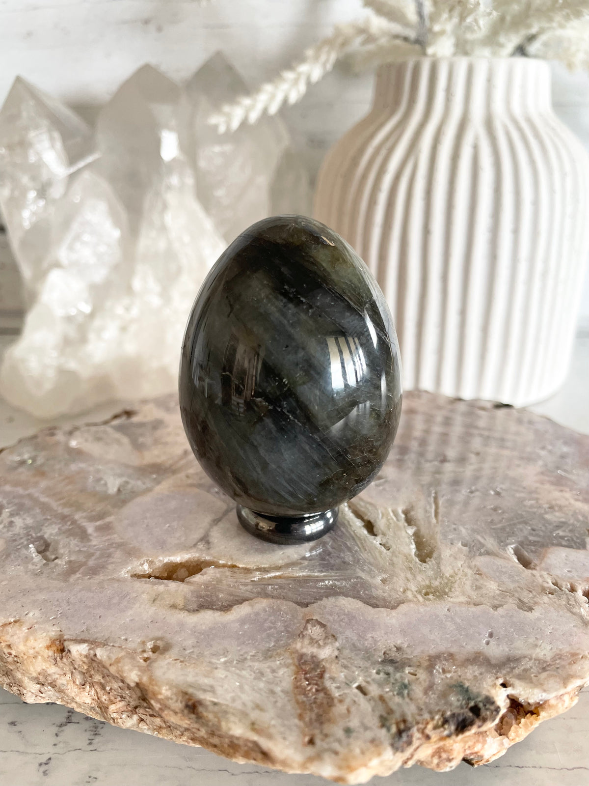 Labradorite Egg with holder