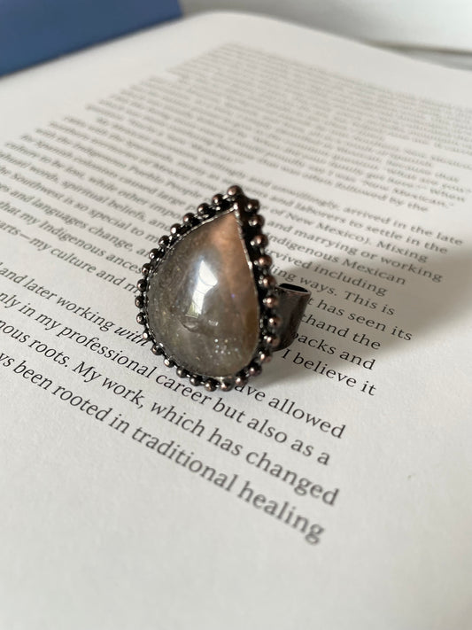 Copper Electroplated Ring ~ Labradorite 7-8 adjustable