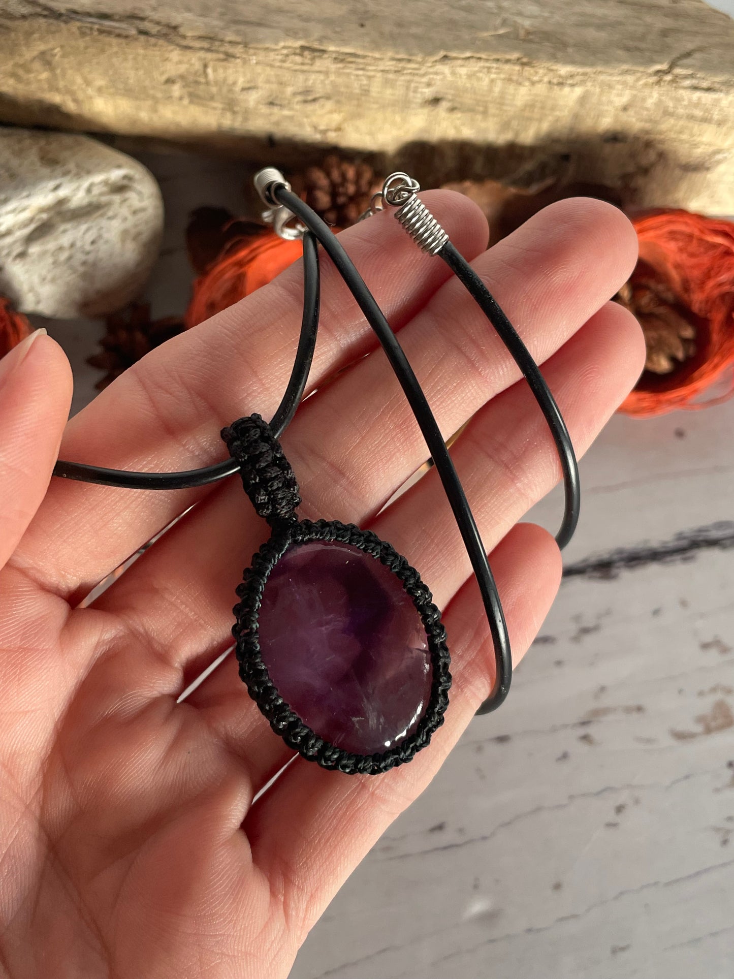 Macrame Pendant ~ Amethyst ~ Healing