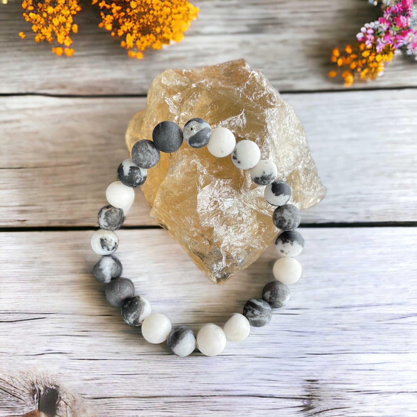 Frosted Zebra Jasper Healing Bracelet ~ TOTEM SPIRIT