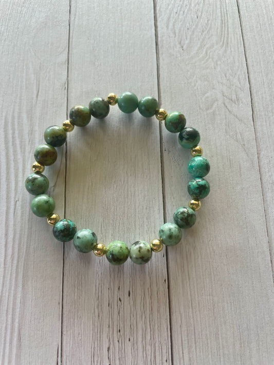 African Turquoise 18K Gold healing bracelet