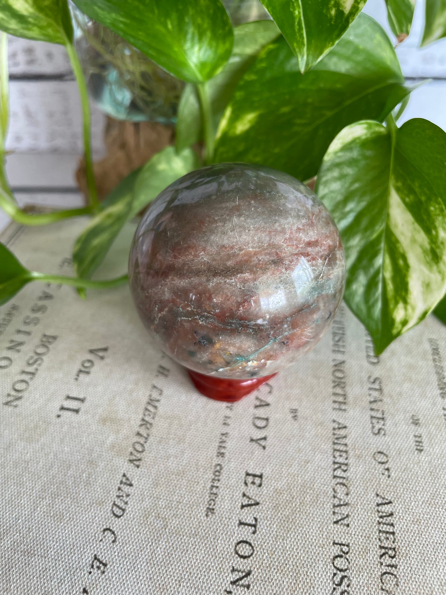 Bloodstone Sphere Includes Wooden Holder