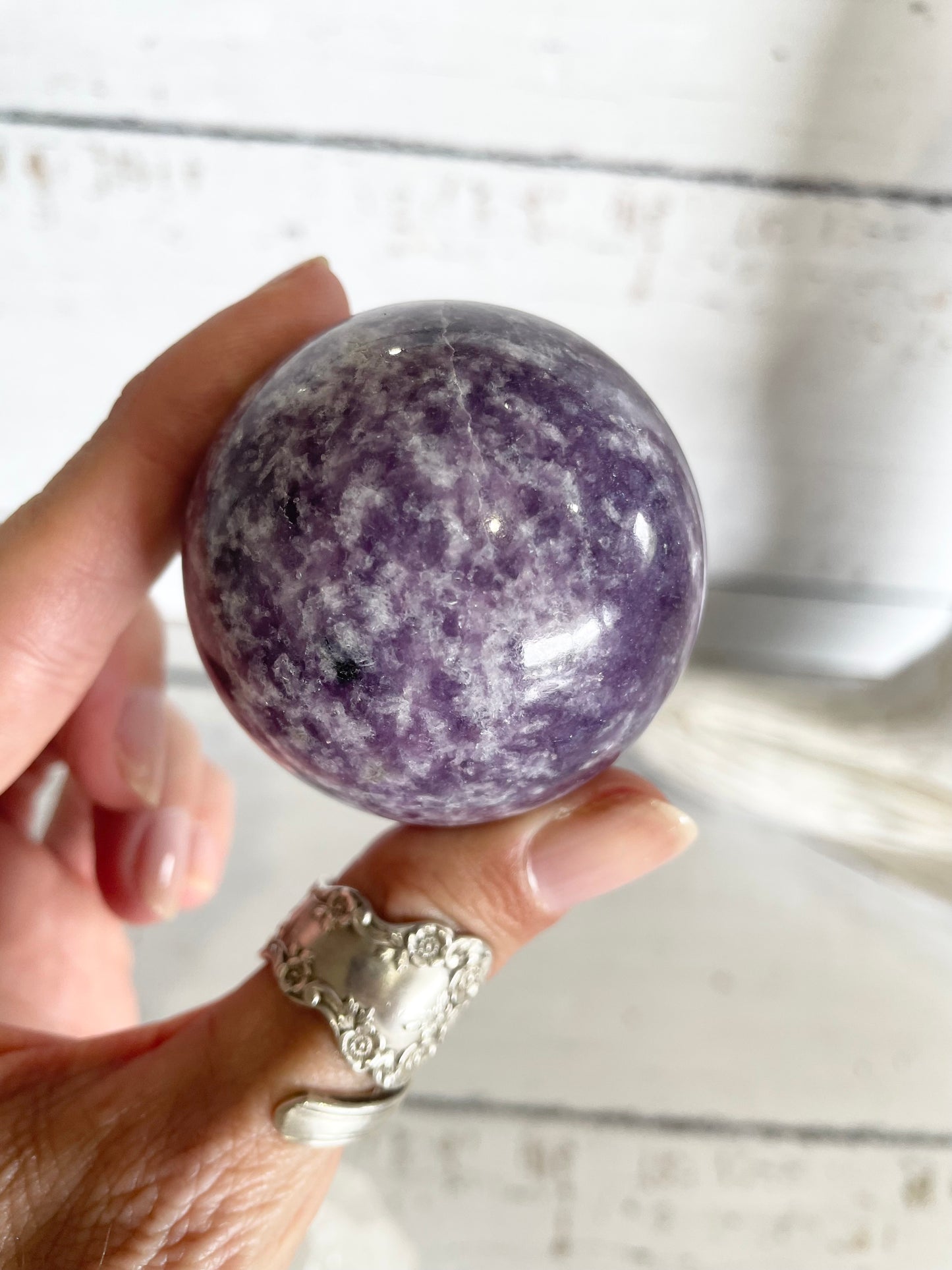 Lepidolite Sphere Includes Holder