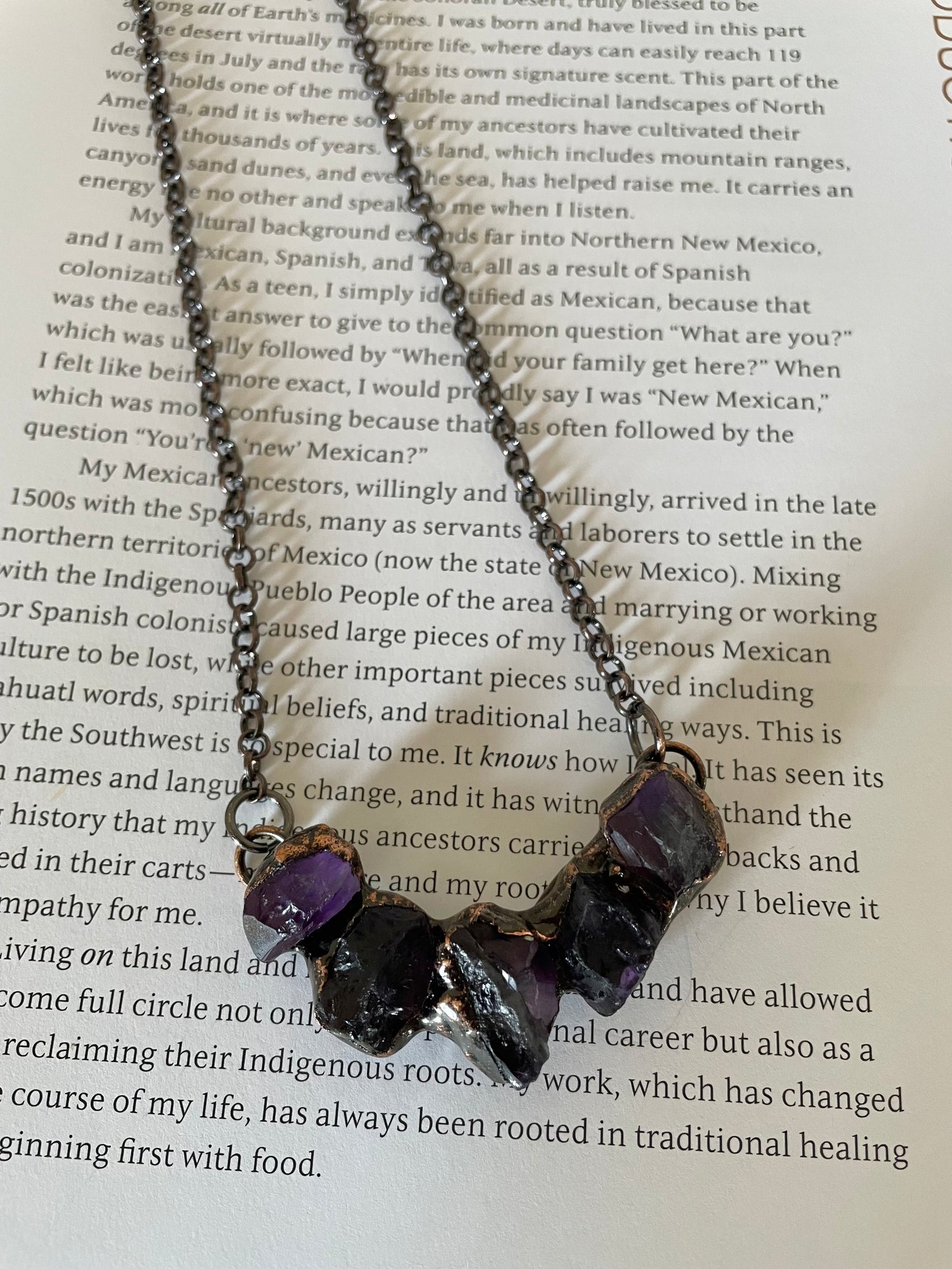 Copper electroplated Necklace ~ Amethyst